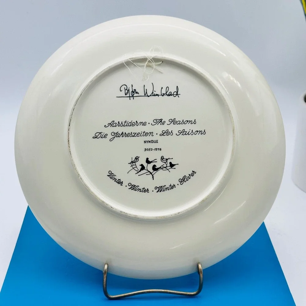 Vintage Bjorn Wiinblad Nymolle Winter The Seasons Wall Plate Denmark 10.5